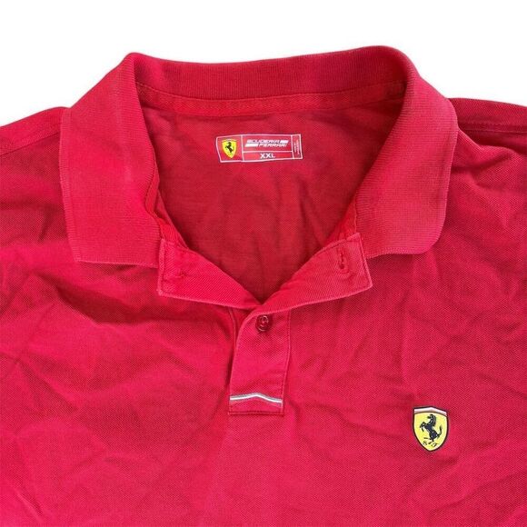 Ferrari women’s  2XL Red Polo Shirt Short Sleeve Embroidered Logo Casual - Picture 3 of 7